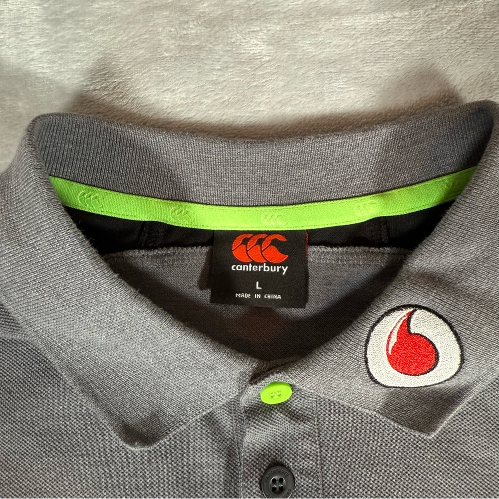 Canterbury IRFU Ireland Rugby Polo Shirt Mens L Slim Fit VapoDri Gray - Picture 3 of 8